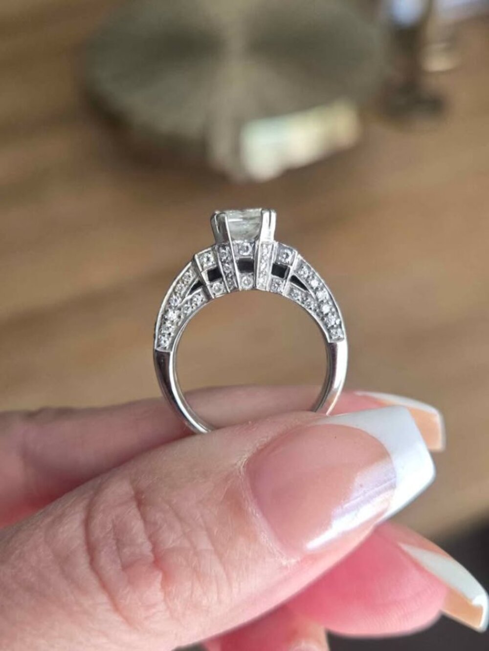 Genuine Diamond Engagement Ring Wedding Band Set 1.55ct
